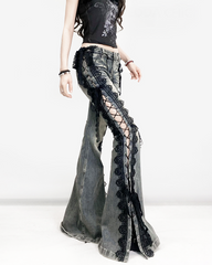 Lace Up Flare Jeans