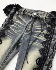 Lace Up Flare Jeans