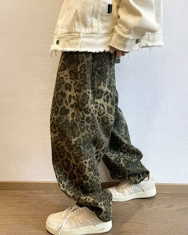 Leopard Print Jeans Mens
