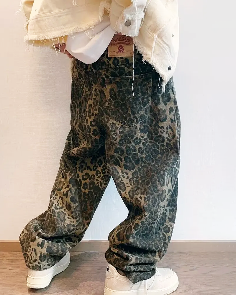 Leopard Print Jeans Mens