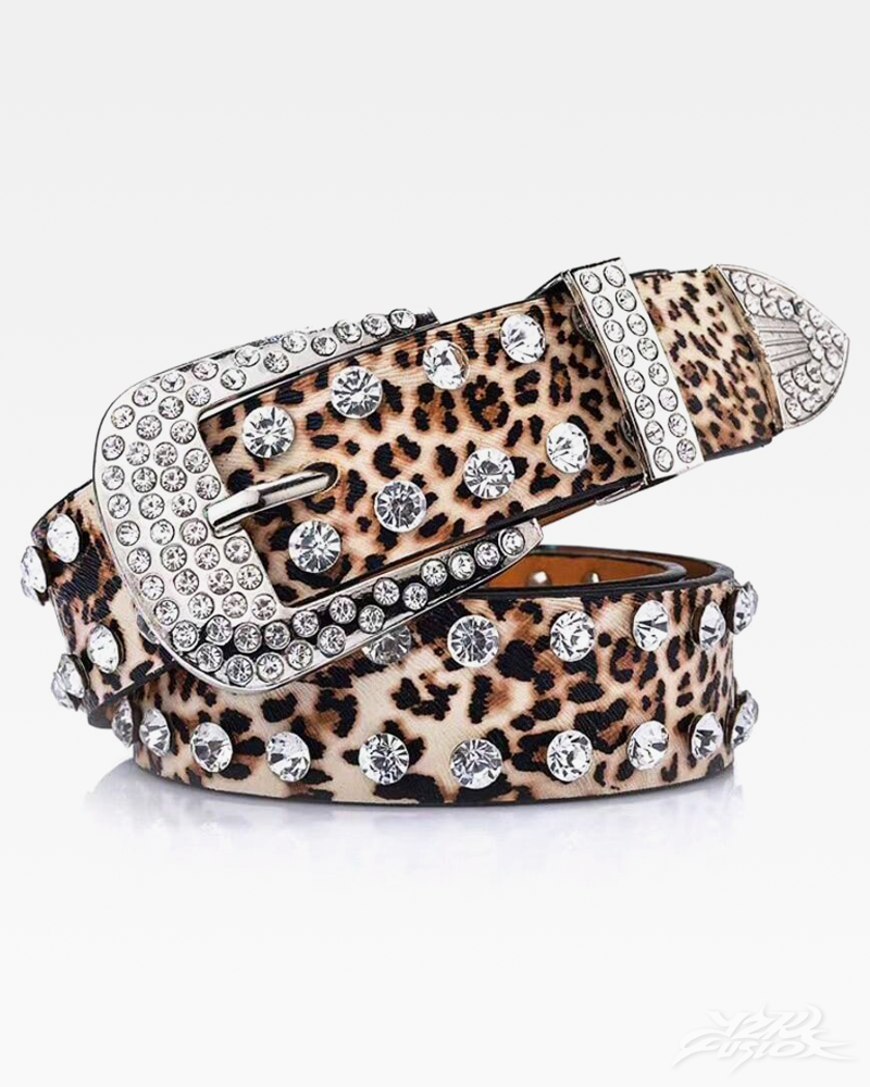 Leopard Print Rhinestone Belt