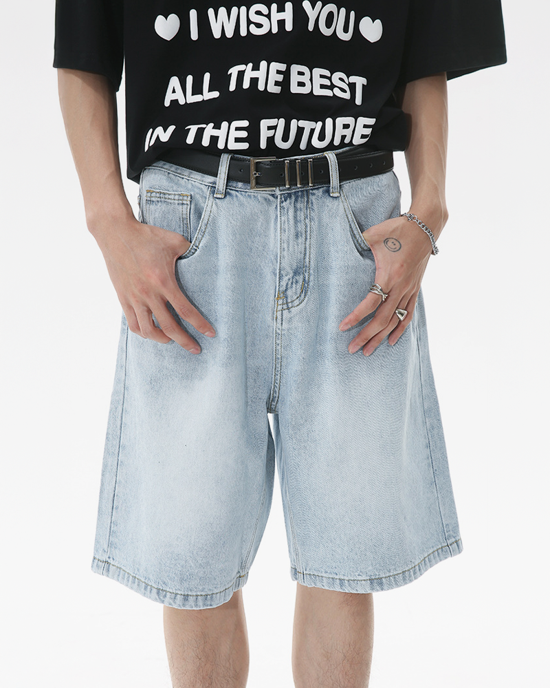 Light Blue Denim Shorts Mens