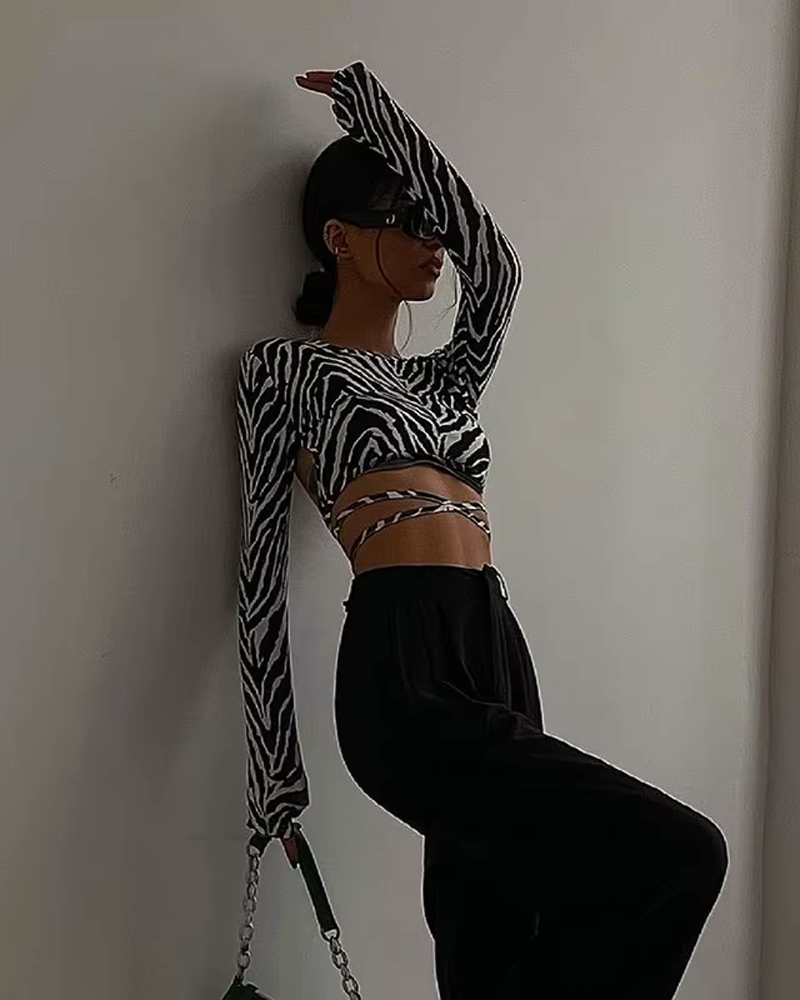 Long Sleeve Zebra Top