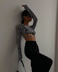 Long Sleeve Zebra Top