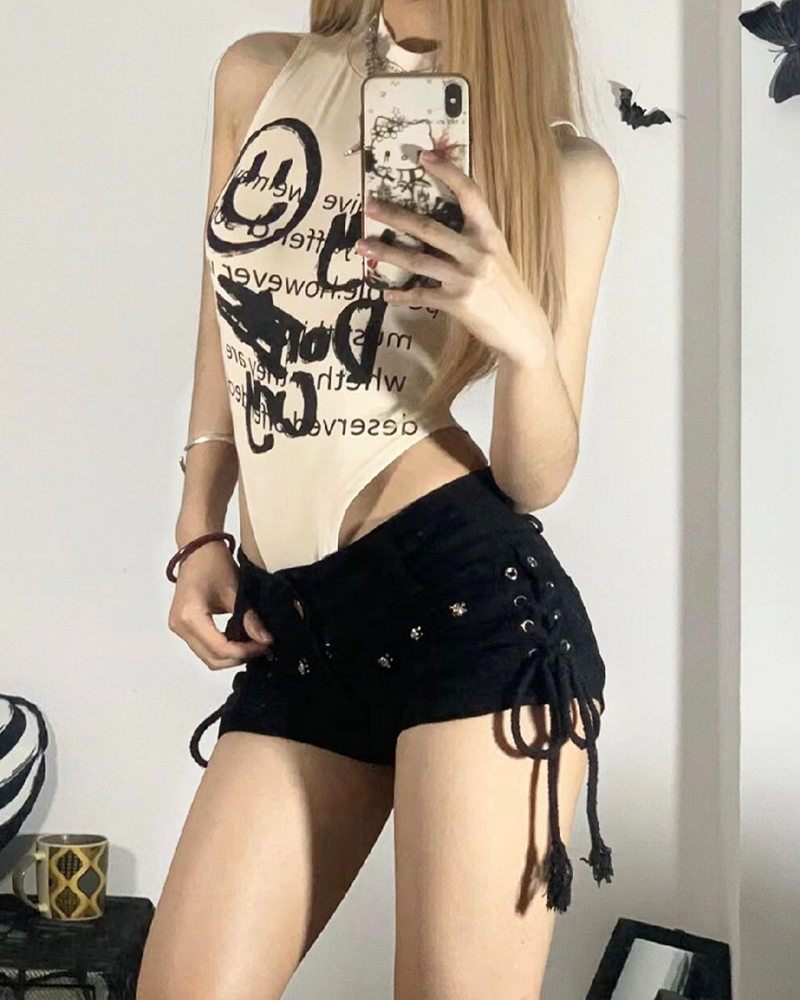 Low Rise Black Denim Shorts