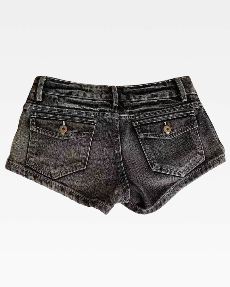 Low Rise Black Jean Shorts