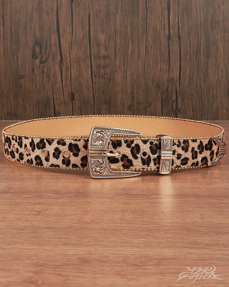 Mens Leopard Print Belt