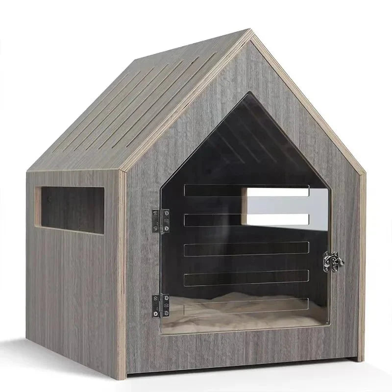 Modern Indoor Cat House with Acrylic Door and Mattress