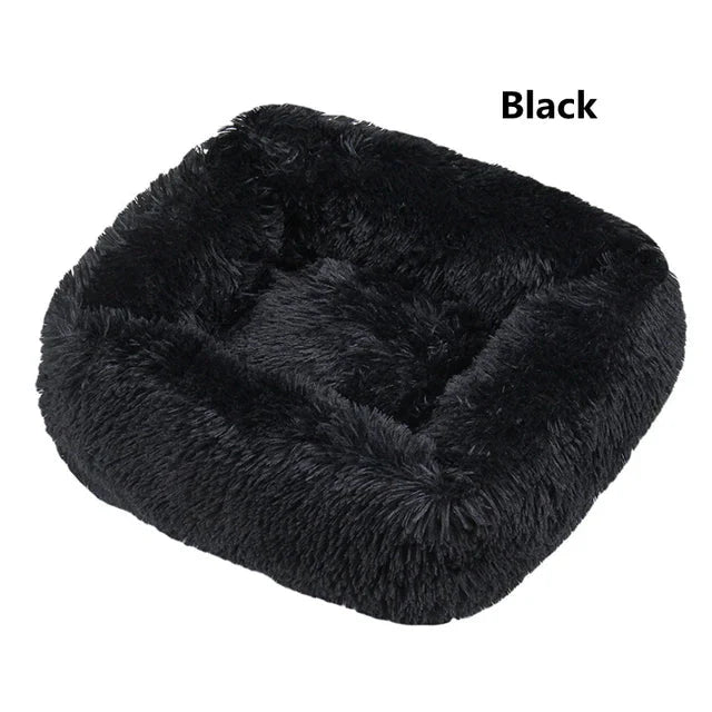 Multi-Color Plush Square Bed for Cats and Small Dogs
