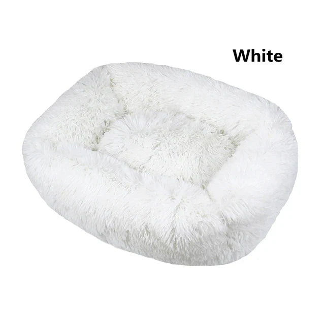 Multi-Color Plush Square Bed for Cats and Small Dogs