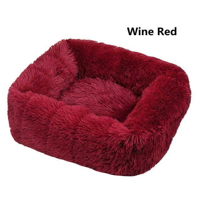 Multi-Color Plush Square Bed for Cats and Small Dogs