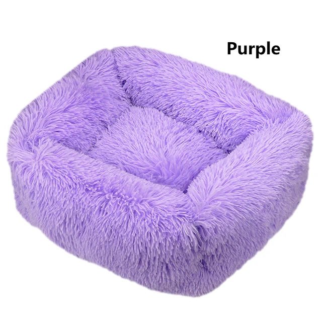 Multi-Color Plush Square Bed for Cats and Small Dogs