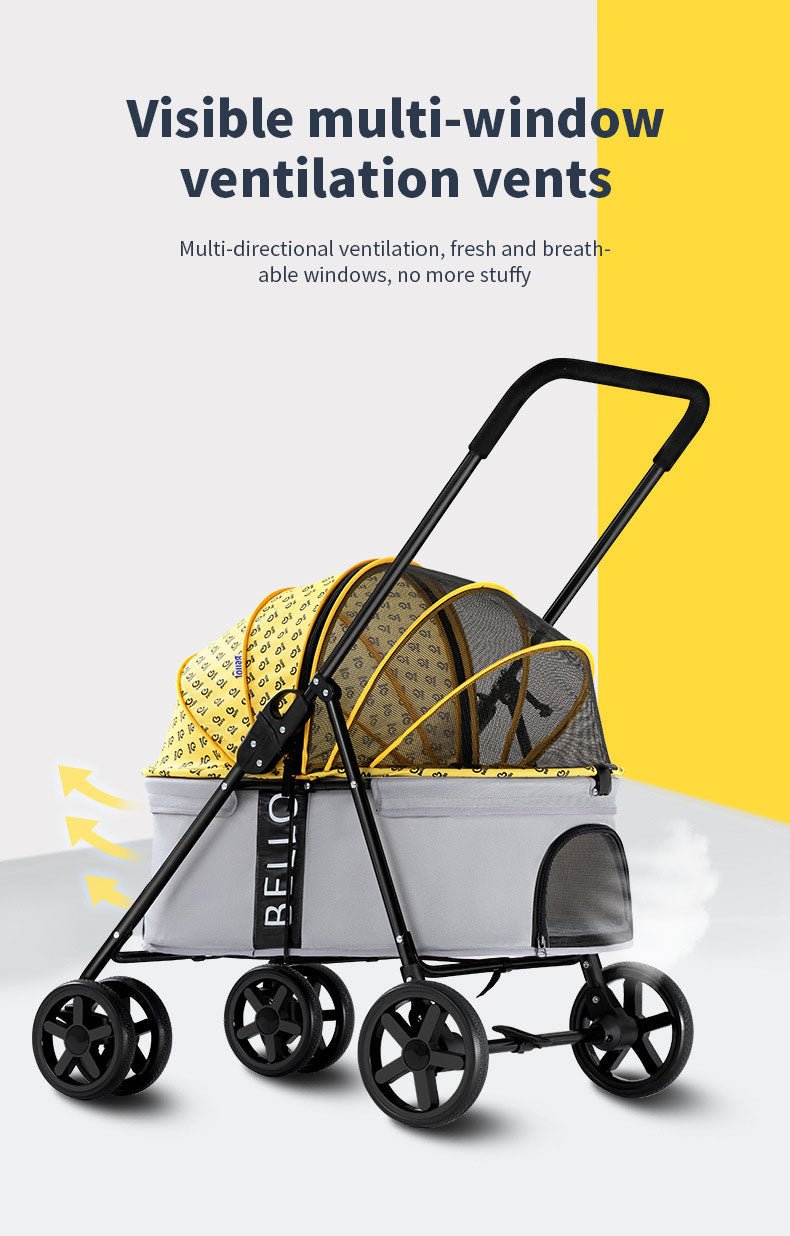 Pet Stroller Lightweight Foldable with Snap Closure Hood