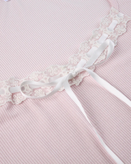 Pink Lace Trim Top