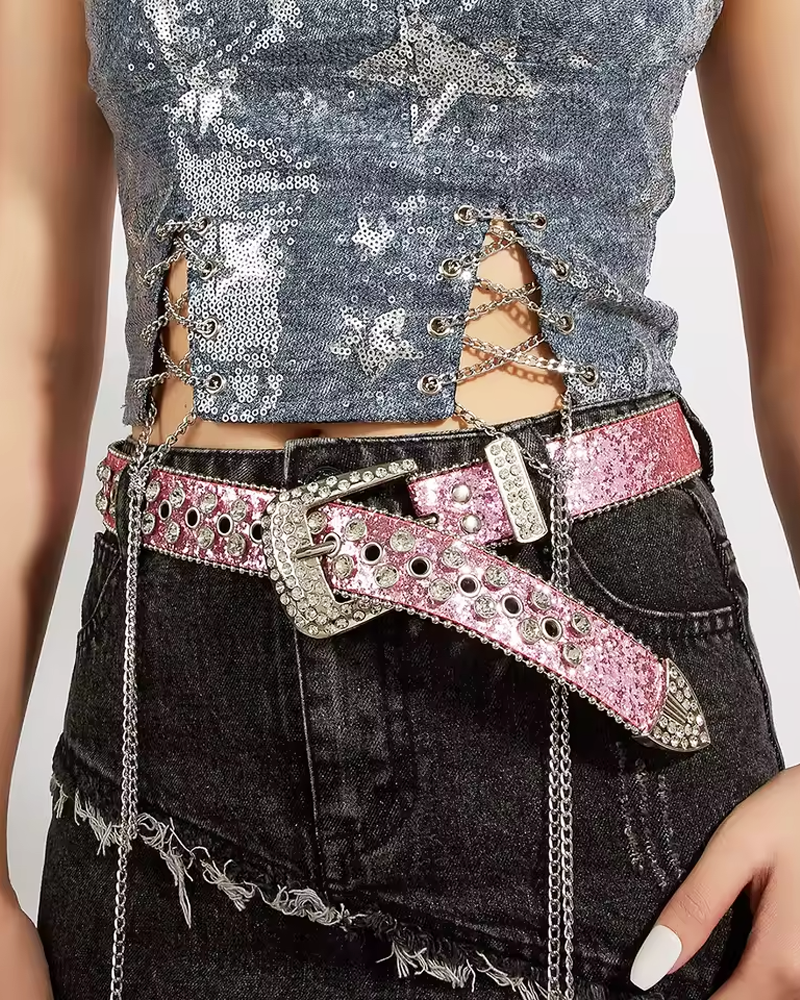 Pink Rhinestone Belt