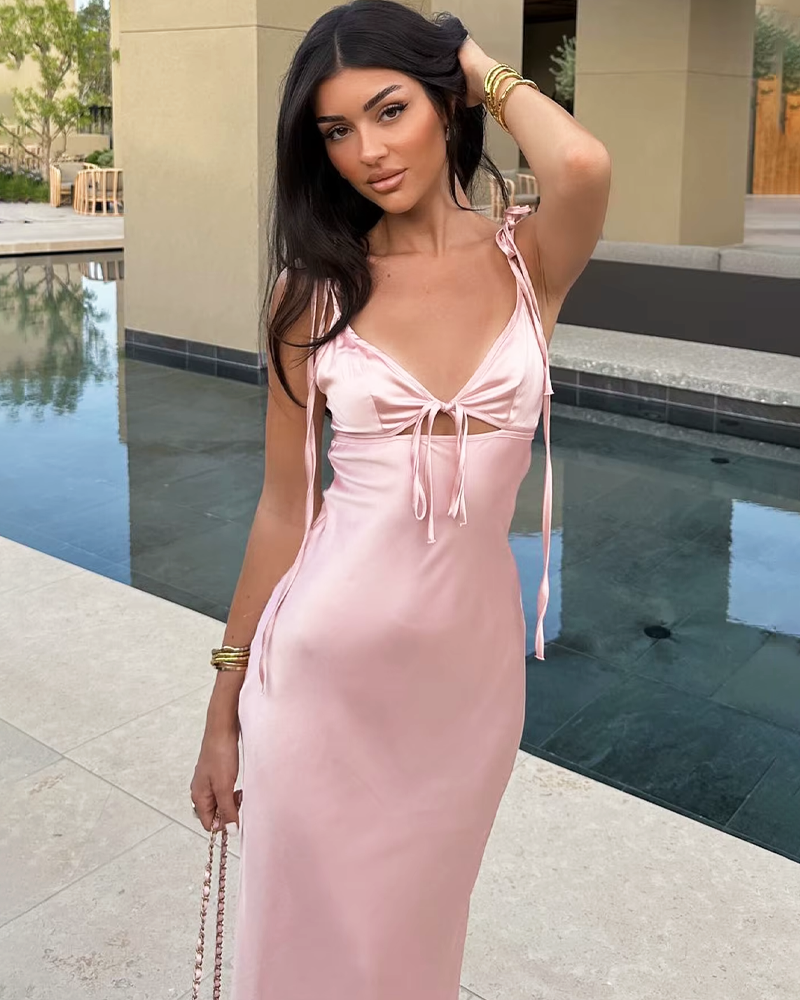 Pink Satin Slip Dress