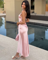 Pink Satin Slip Dress