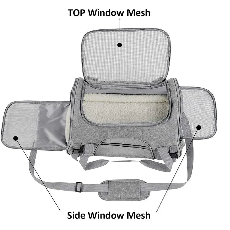 Portable Outdoor Large Cat Carrier Bag with Breathable Mesh