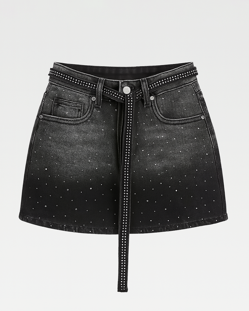 Rhinestone Denim Skirt