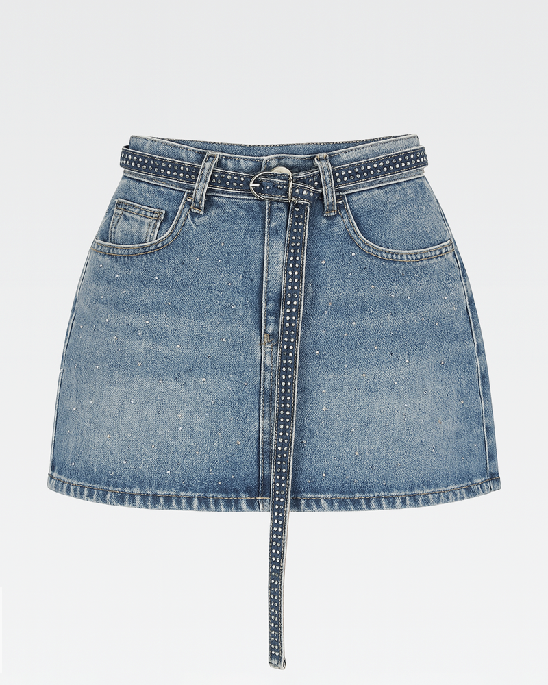 Rhinestone Denim Skirt