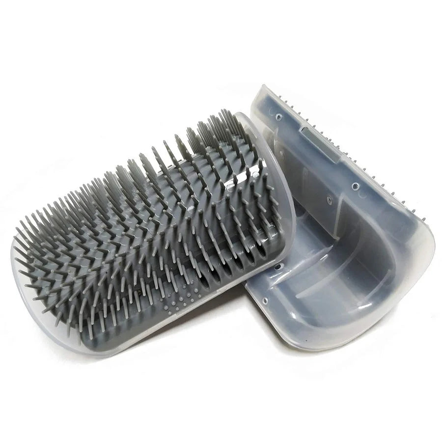 Self grooming corner scratching brush