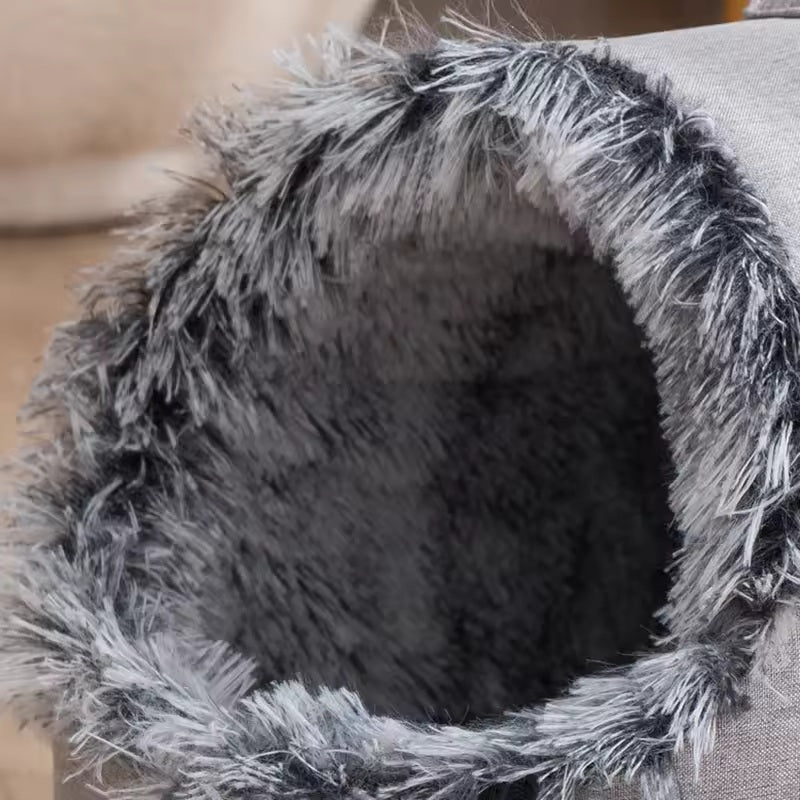 Enclosed warm cat nest and bad