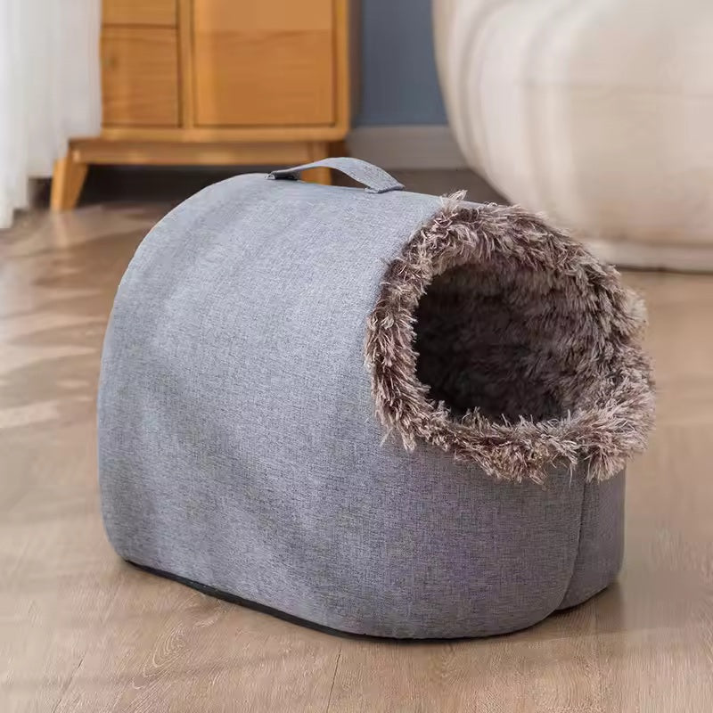 Enclosed warm cat nest and bad
