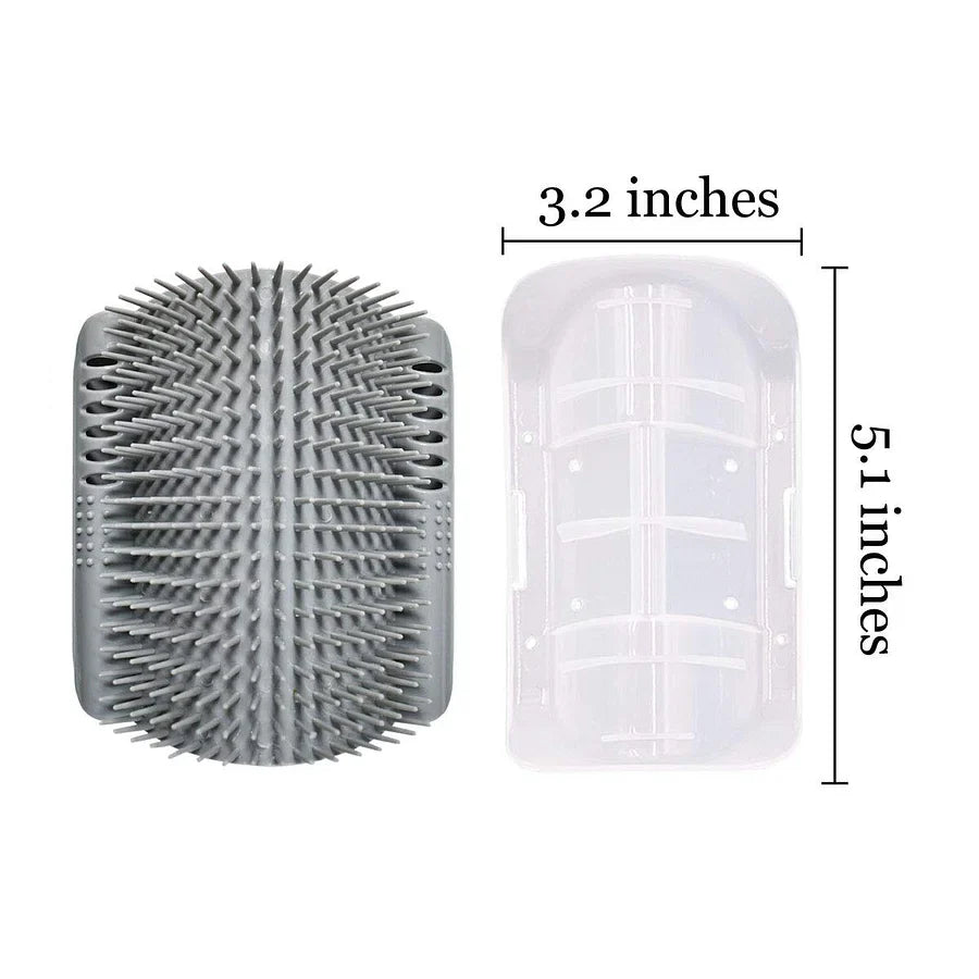 Self grooming corner scratching brush