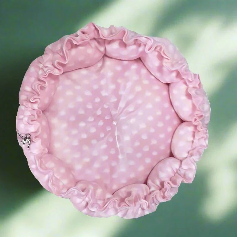Round Frilly Cat Bed