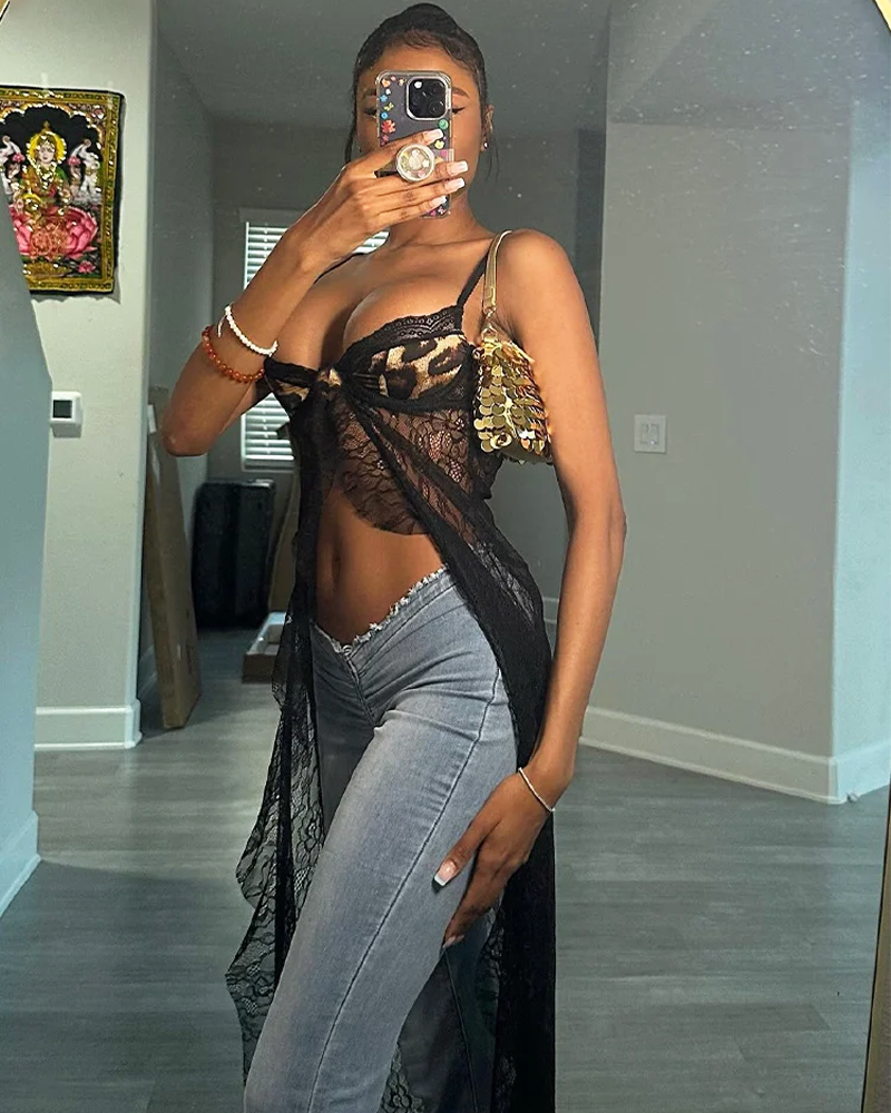 Black Sheer Lace Dress
