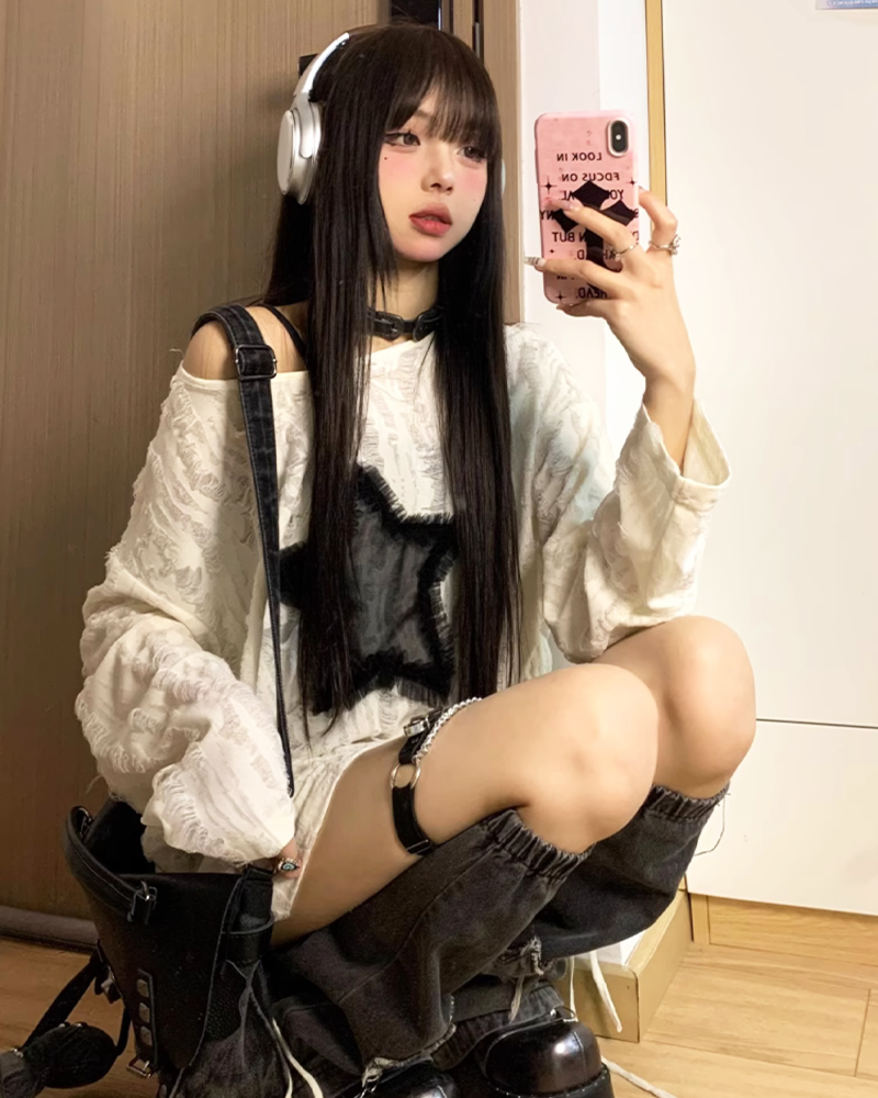 Star Distressed Sweater
