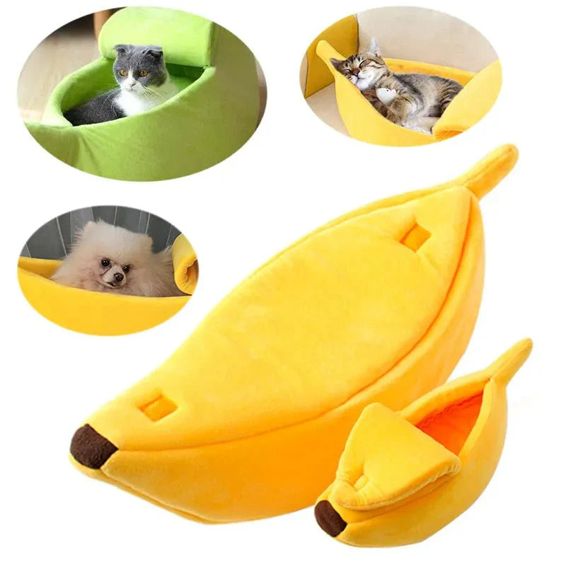 Warm Banana Shaped Portable Cat Bed