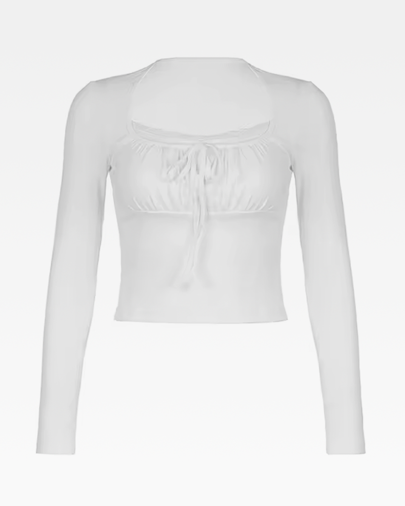White Crop Top Lace Trim