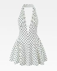 White Polka Dot Halter Dress