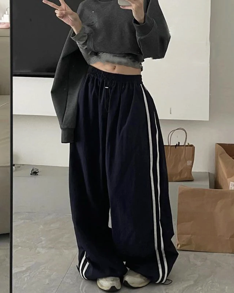 Wide Leg Striped Joggers
