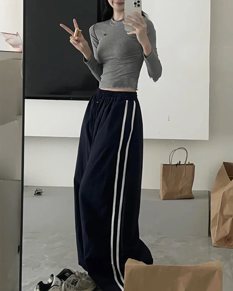 Wide Leg Striped Joggers