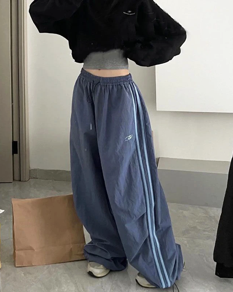 Wide Leg Striped Joggers