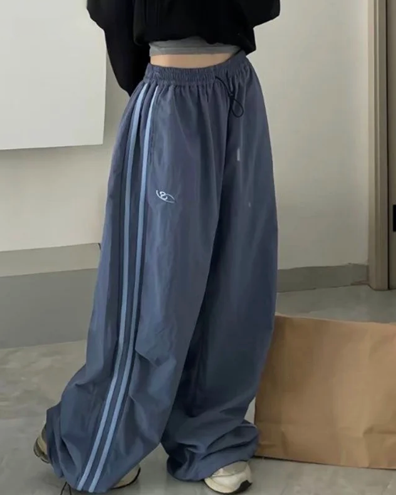 Wide Leg Striped Joggers