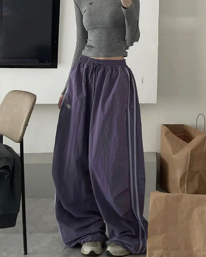 Wide Leg Striped Joggers