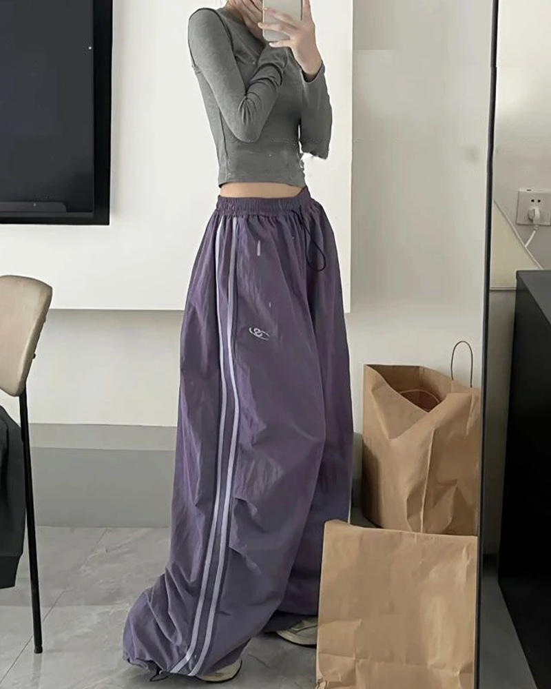 Wide Leg Striped Joggers