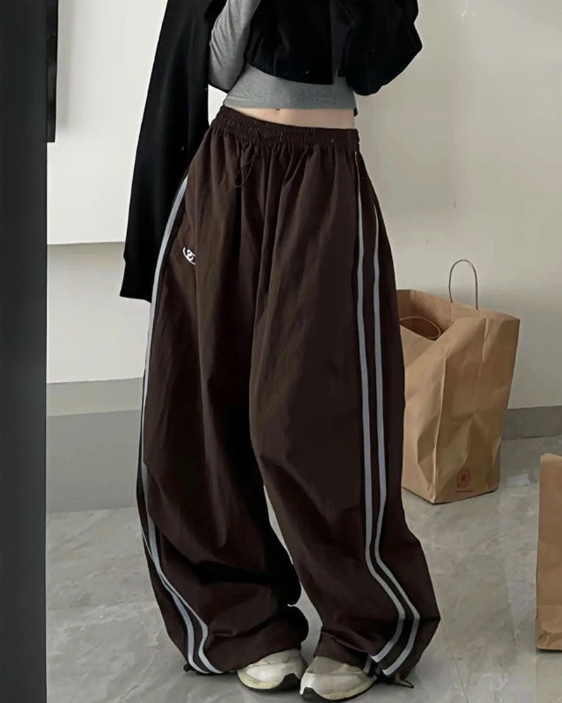 Wide Leg Striped Joggers