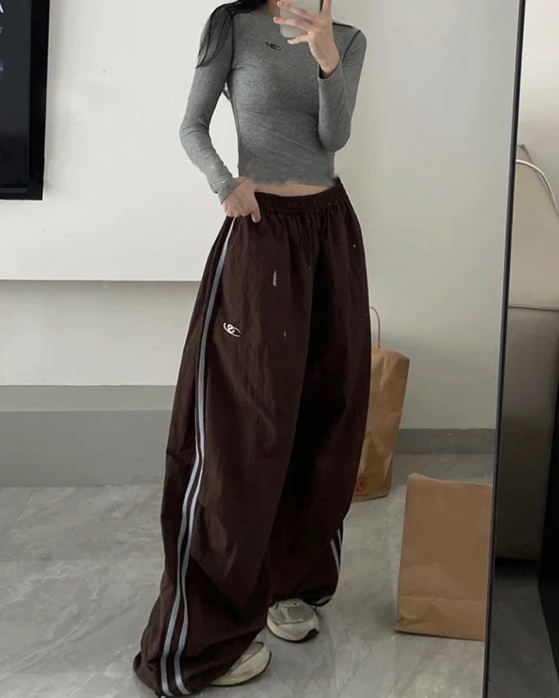 Wide Leg Striped Joggers