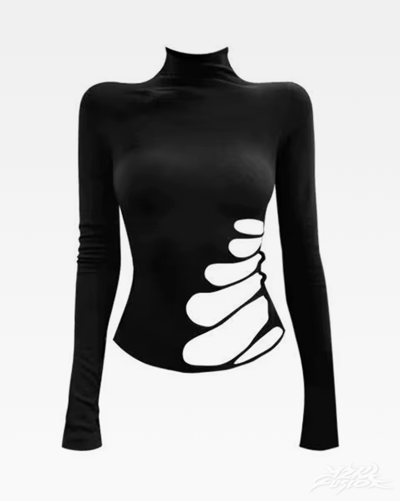 Y2K Cut Out Turtleneck Top
