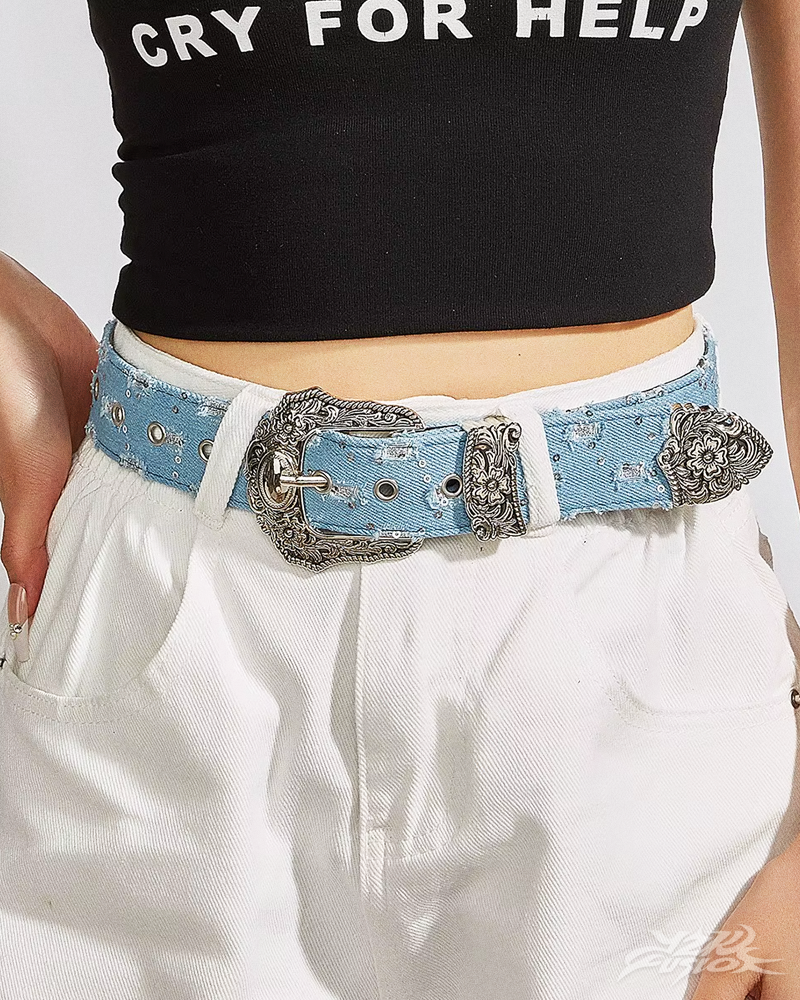 Y2K Denim Western Belt