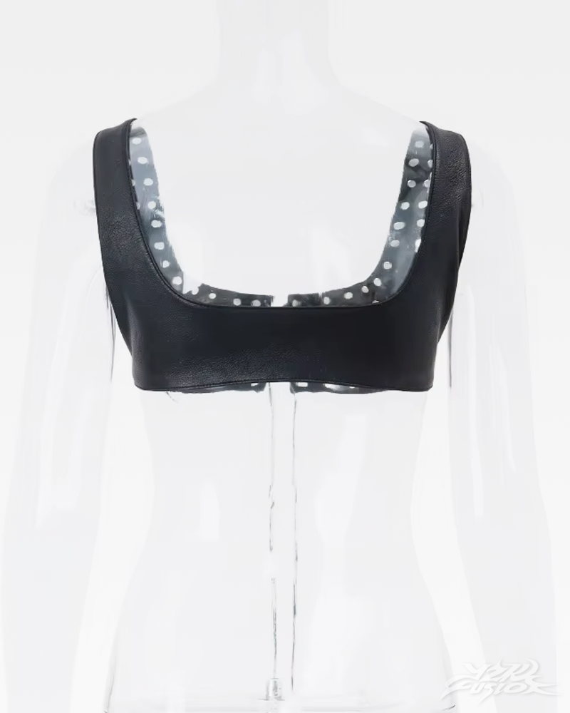 Y2K Faux Leather Bra Top