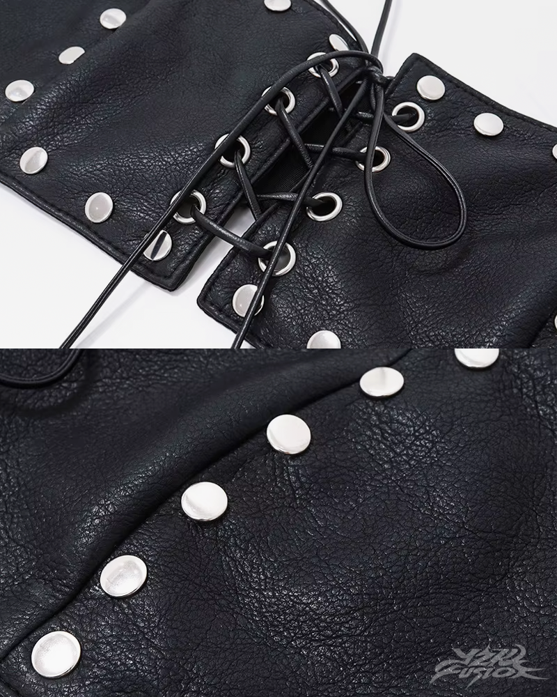 Y2K Faux Leather Bra Top