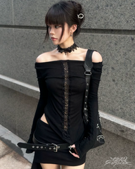 Y2K Grunge Off The Shoulder Top