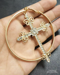 Y2K Large Cross Hoop Earrings