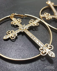 Y2K Large Cross Hoop Earrings