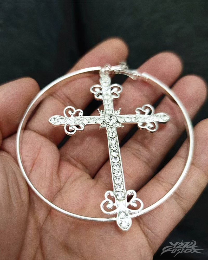 Y2K Large Cross Hoop Earrings